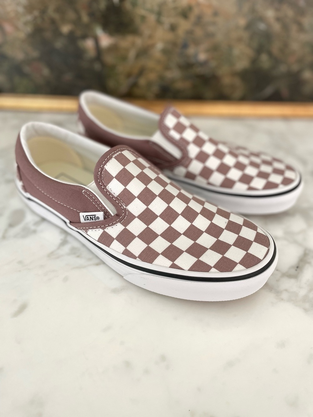 Vans Checkered Slip on Shoes Size 7.5 Dusty Rose Brown - Picture 2 of 7